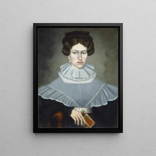 a woman holding a book - Erastus Salisbury Field — framed artwork on a wall