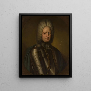 Portrait of a man in armor - Erhard Ludewig Winterstein — framed artwork on a wall