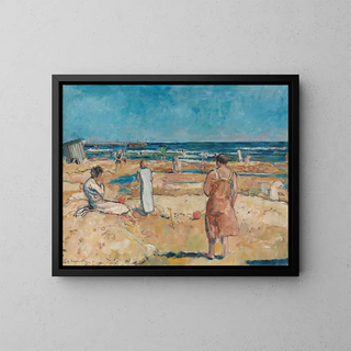 Beach at Heringsdorf after a flood - Erich Büttner — framed artwork on a wall
