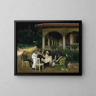 La fête au jardin - Erich Riefstahl — framed artwork on a wall
