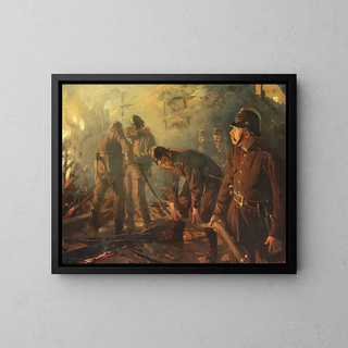Lutte contre le feu - Erik Henningsen — framed artwork on a wall
