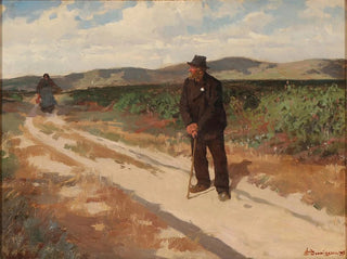 Landscape with a man and a woman on a gravel path - Erik Henningsen — artwork view