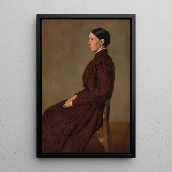 Portrait of Mrs. Anna Dick - Erik Werenskiold — framed artwork on a wall