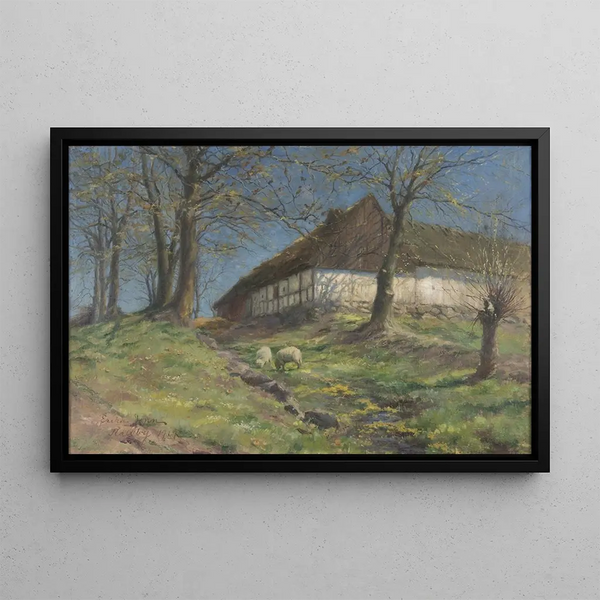 Farm in Scania - Erika Jonn — framed artwork on a wall