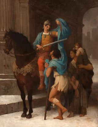 Saint Martin sharing his cloak with a beggar - Ernest-Barthélemy Michel — artwork view