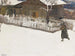 Winter landscape painting in front of a mazot - Ernest Bieler — artwork view