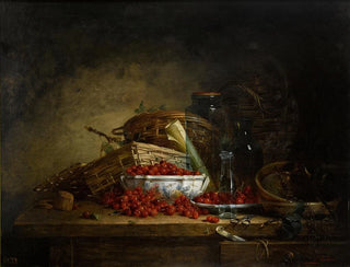 Still life with cherries - Ernest Eugène Lefebvre — artwork view