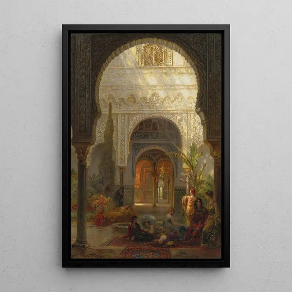 Le Patio Della Reina L'Alcazar Séville - Ernest Karl Eugen Koerner — framed artwork on a wall