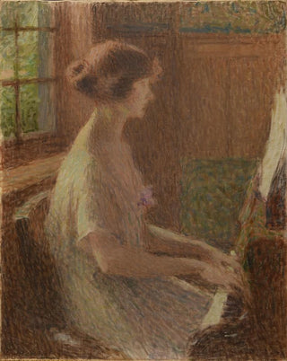 Young Girl at the Piano Portrait of Miss Warnier - Ernest Laurent — artwork view