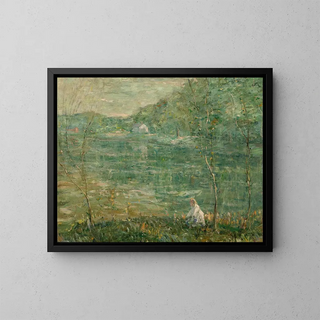 At the riverbank - Ernest Lawson — framed artwork on a wall