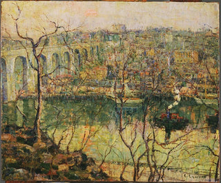 Pont élevé sous la lune montante - Ernest Lawson — artwork view