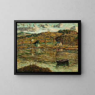 Light of the Sun on the Harlem River - Ernest Lawson — framed artwork on a wall