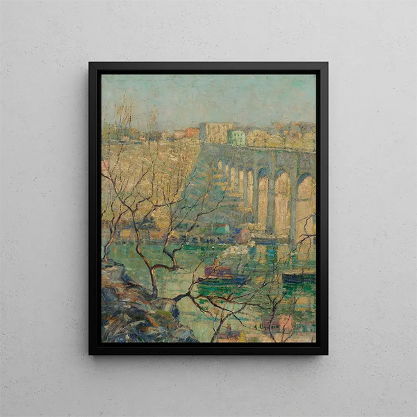 View of the Bridge - Ernest Lawson — framed artwork on a wall
