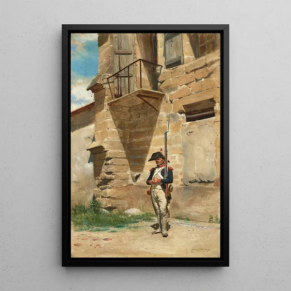 Sentinelle en 1796 - Ernest Meissonier — framed artwork on a wall