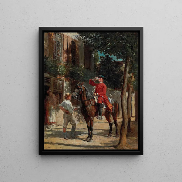 La Coupe de l'Étrier - Ernest Meissonier — framed artwork on a wall