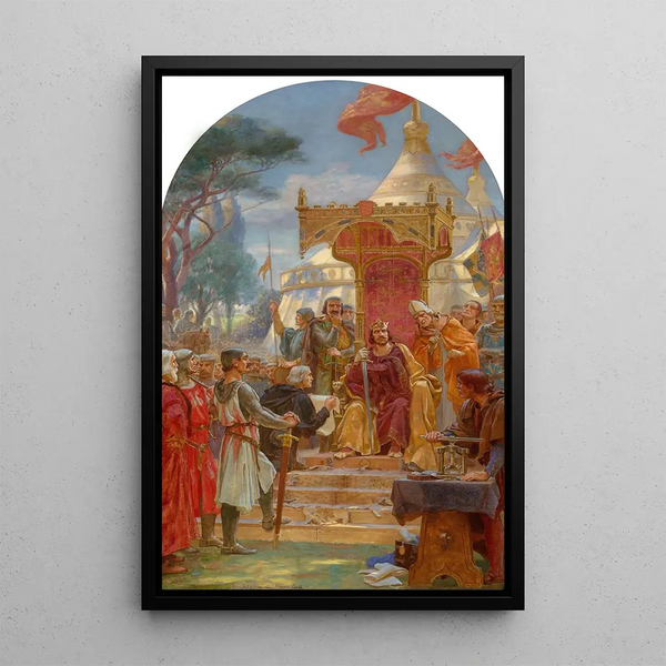The King John granting the Magna Carta - Ernest Normand — framed artwork on a wall