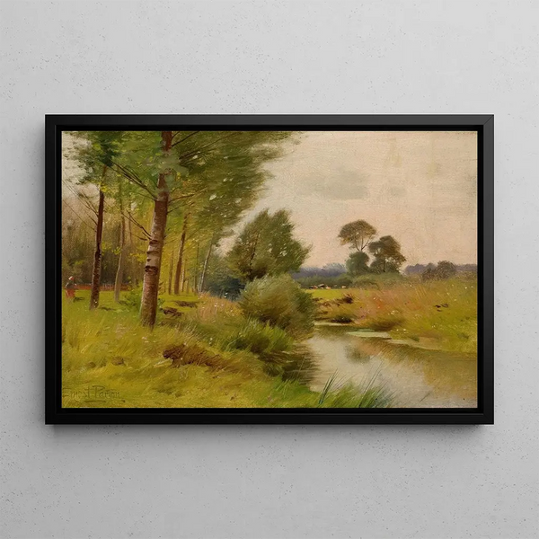 on the Housatonic River in Connecticut - Ernest Parton — framed artwork on a wall