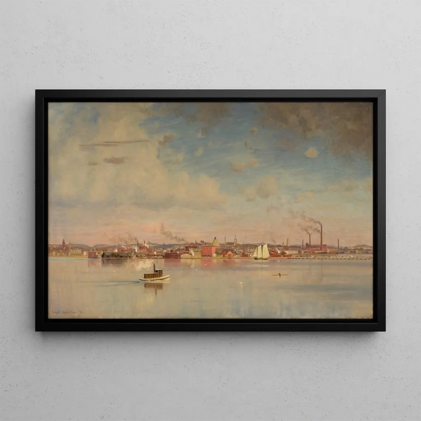 View of Cambridge from the Inner Basin - Ernest Wadsworth Longfellow — framed artwork on a wall