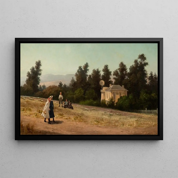 Schoolchildren in Marin, California - Ernest Étienne Narjot — framed artwork on a wall