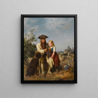 The Old Shepherd and the Little Girl - Ernst Bosch — framed artwork on a wall