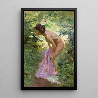 Ernst Burmester - Mdchen versteckt sich im Gebsch.webp