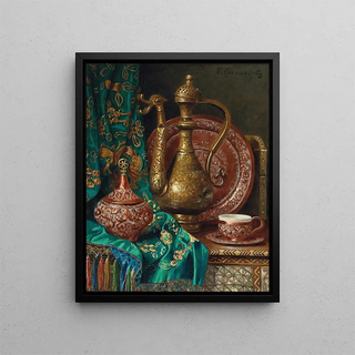 Oriental still life painting - Ernst Czernotzky — framed artwork on a wall