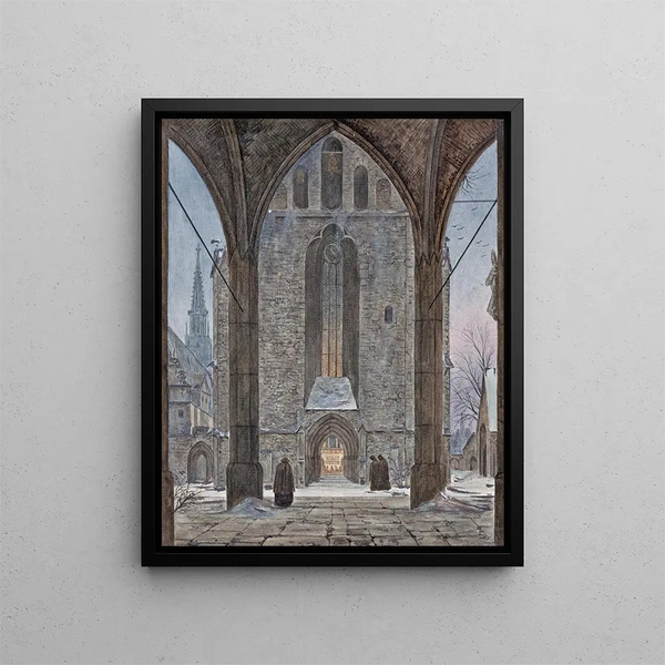 Winter Cathedral Painting - Ernst Ferdinand Oehme — framed artwork on a wall