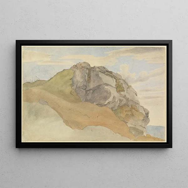 Rock Outcrop Painting - Ernst Ferdinand Oehme — framed artwork on a wall