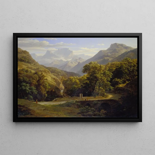 Mountain Landscape Painting - Ernst Fries — framed artwork on a wall