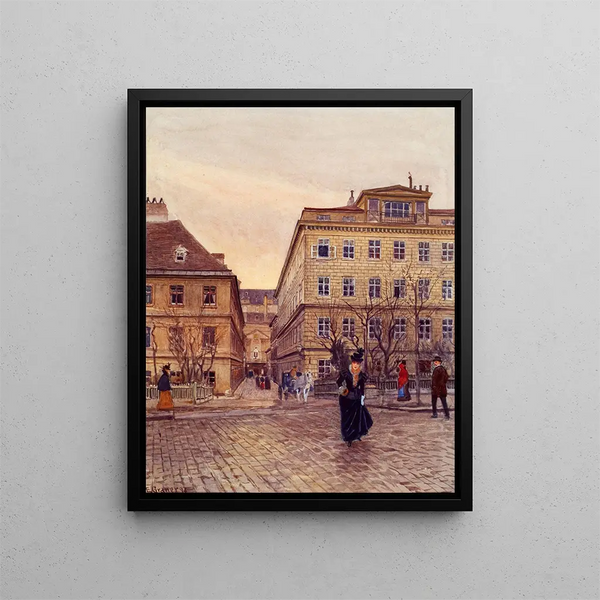 The Grain Market and Papagenogasse in Vienna - Ernst Graner — framed artwork on a wall