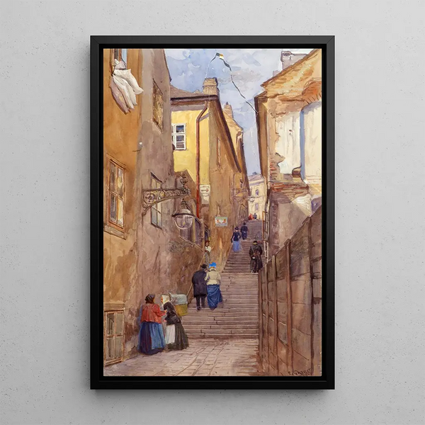 L'escalier des mendiants à Vienne-Mariahilf - Ernst Graner — framed artwork on a wall