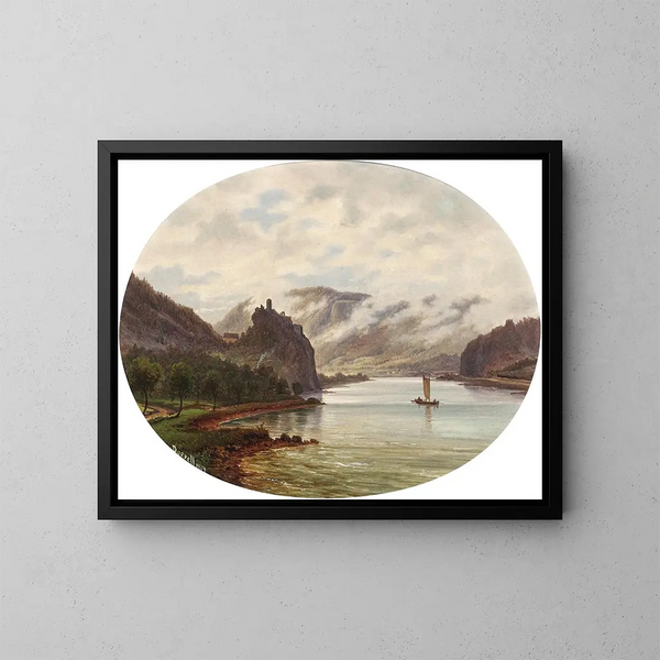 View of Stekov Castle on the Elbe - Ernst Gustav Doerell — framed artwork on a wall