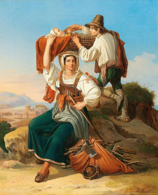 A family resting upon returning home - Ernst Heinrich Wilhelm Hampe — artwork view
