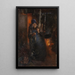Old woman spinning - Ernst Josephson — framed artwork on a wall