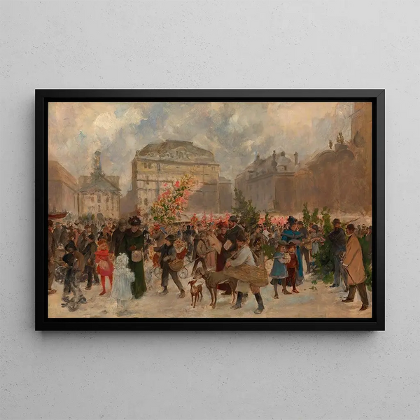Christmas Market Painting at the Court - Ernst Juch — framed artwork on a wall