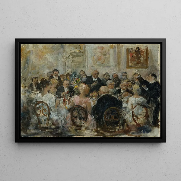The Speech at the Table - Ernst Juch — framed artwork on a wall