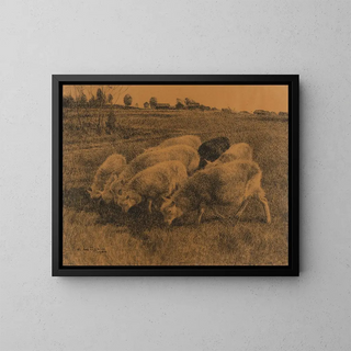 Contemplative Sheep - Ernst Klee — framed artwork on a wall