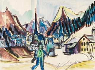Vue de Davos, paysage à Davos en hiver - Ernst Ludwig Kirchner — artwork view