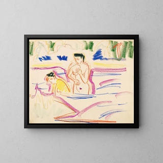 Women bathing - Ernst Ludwig Kirchner — framed artwork on a wall