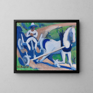 Peasant cart with horse - Ernst Ludwig Kirchner — framed artwork on a wall