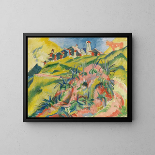 Village with pink cow - Ernst Ludwig Kirchner — framed artwork on a wall