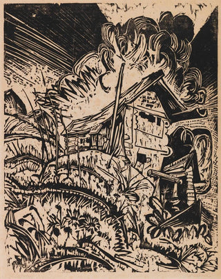 Mountain refuge painting with storm cloud Alps during a thunderstorm - Ernst Ludwig Kirchner — artwork view