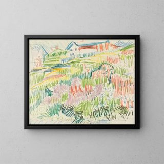 Prairie fleurie avec maisons - Ernst Ludwig Kirchner — framed artwork on a wall