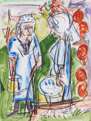 Peasants at the Fountain of Stafelalp - Ernst Ludwig Kirchner — artwork view