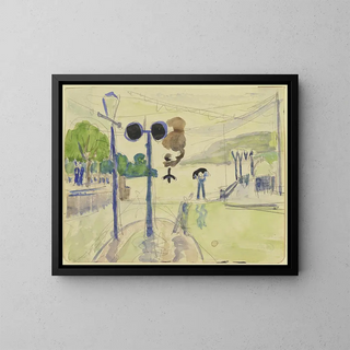 Dampferlnde sous la pluie - Ernst Ludwig Kirchner — framed artwork on a wall