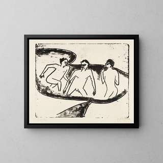 Trois actes dans l'eau à Moritzburg - Ernst Ludwig Kirchner — framed artwork on a wall