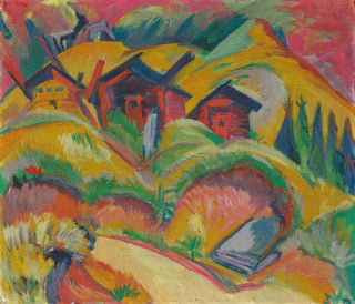 Trois maisons rouges sur la colline - Ernst Ludwig Kirchner — artwork view