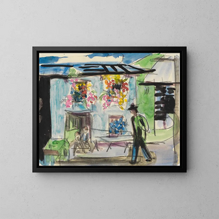 a small house with flowered windows - Ernst Ludwig Kirchner — framed artwork on a wall