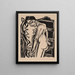 Nude female painting in front of a piece of furniture - Ernst Ludwig Kirchner — framed artwork on a wall