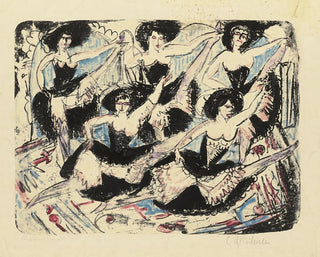 Danseuses en parade, cinq danseuses en grand écart - Ernst Ludwig Kirchner — artwork view